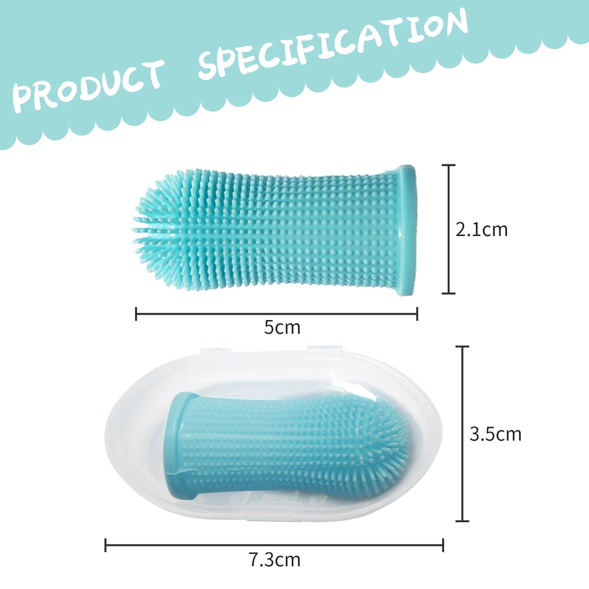 Escova de Dentes de Silicone para Pets com Estojo - 2 Unidades