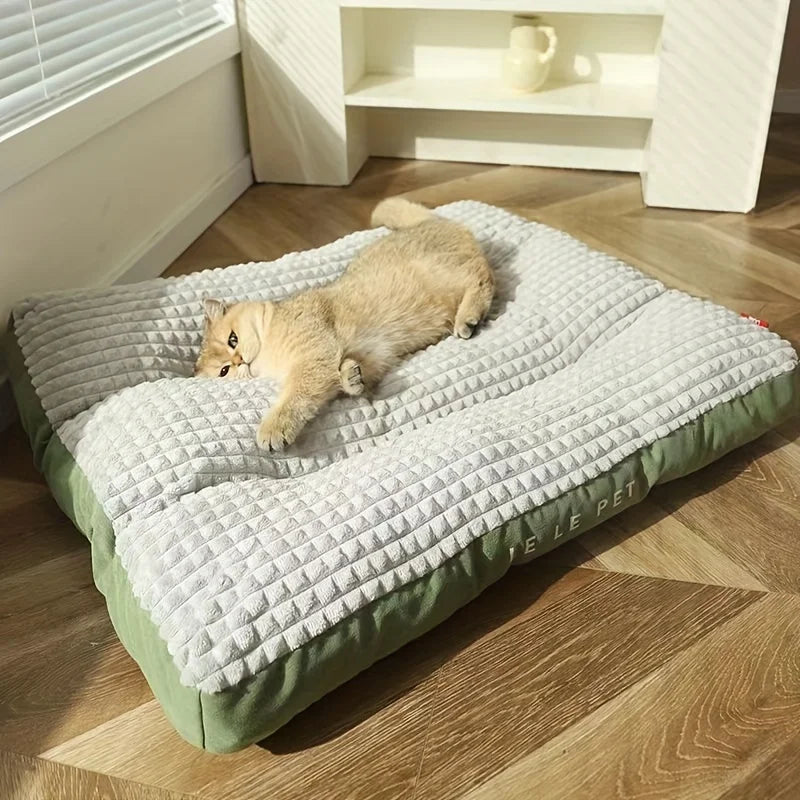 Cama quente para cães de estimação, inverno, quente, tapete de dormir, veludo, para cães pequenos, médios e grandes, macio, removível, suprimentos para animais de estimação