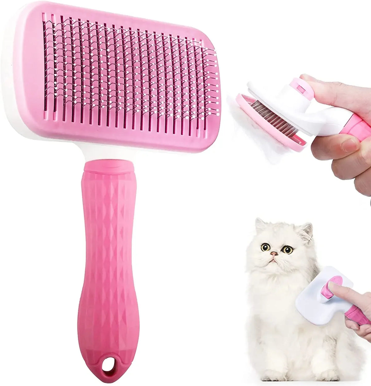 Escova removedor de cabelo do cão, gato cabelo grooming e cuidados pente para cabelos longos, Pet remove cabelos, escova de banho de limpeza