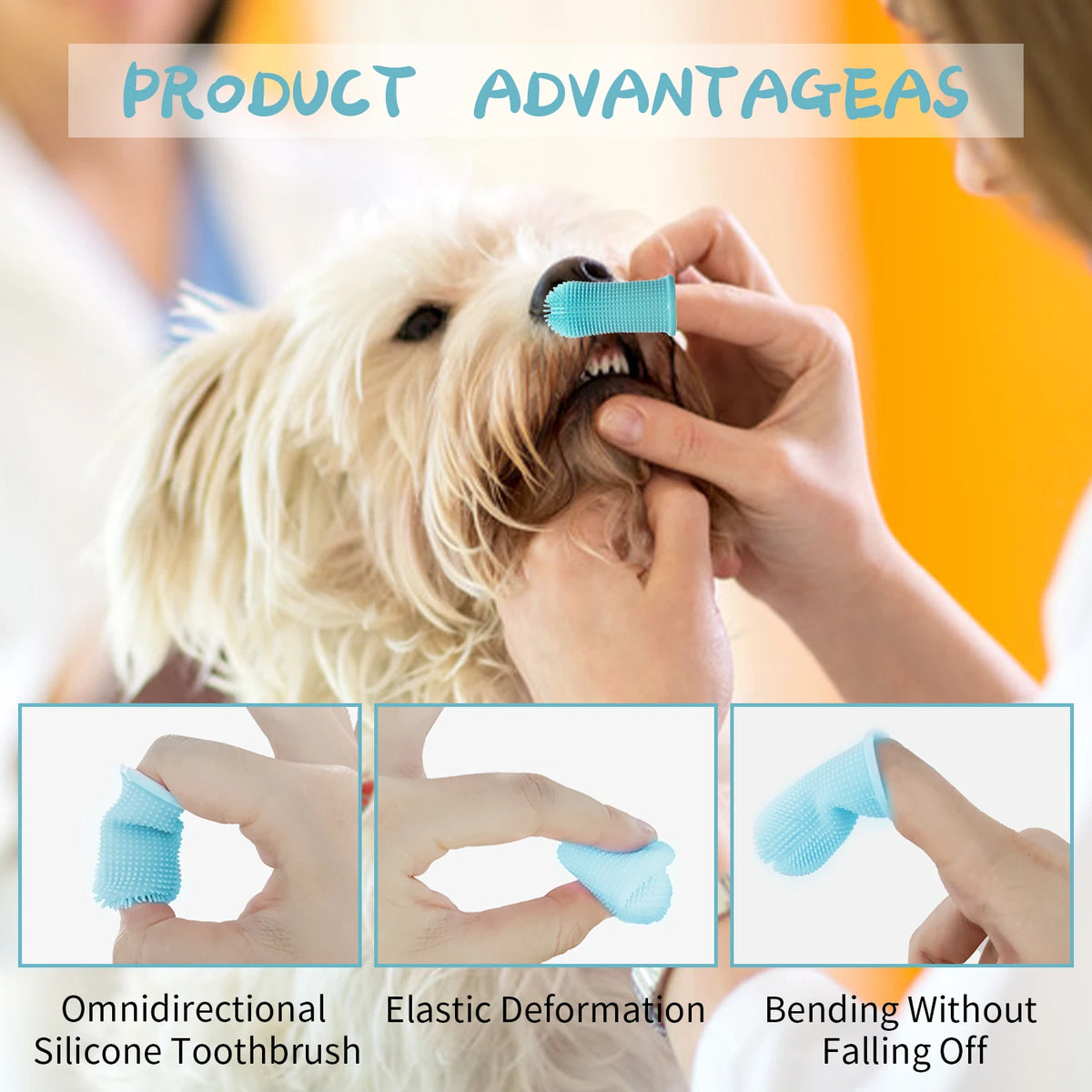 Escova de Dentes de Silicone para Pets com Estojo - 2 Unidades