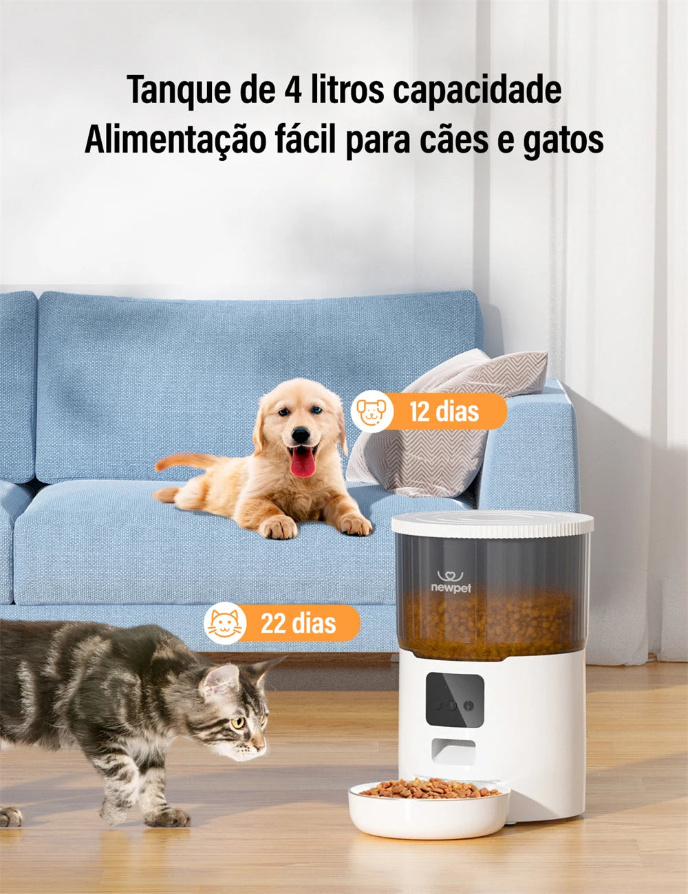 Alimentador Automático Inteligente 4L para Pets - Colleira