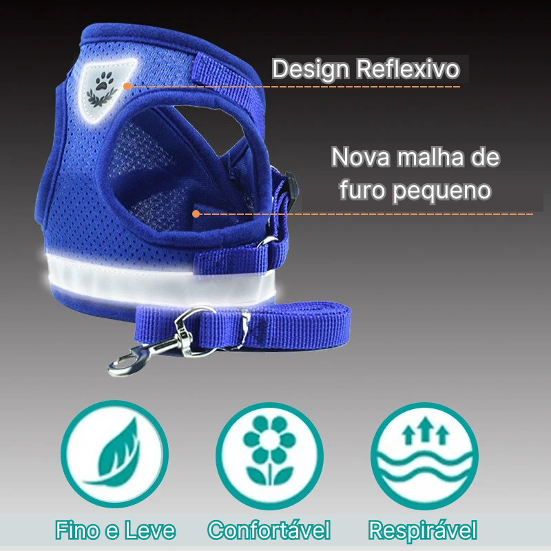 Peitoral Super Confortável com Guia para Pets